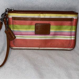 COACH Signature Pastel Striped Wristlet
